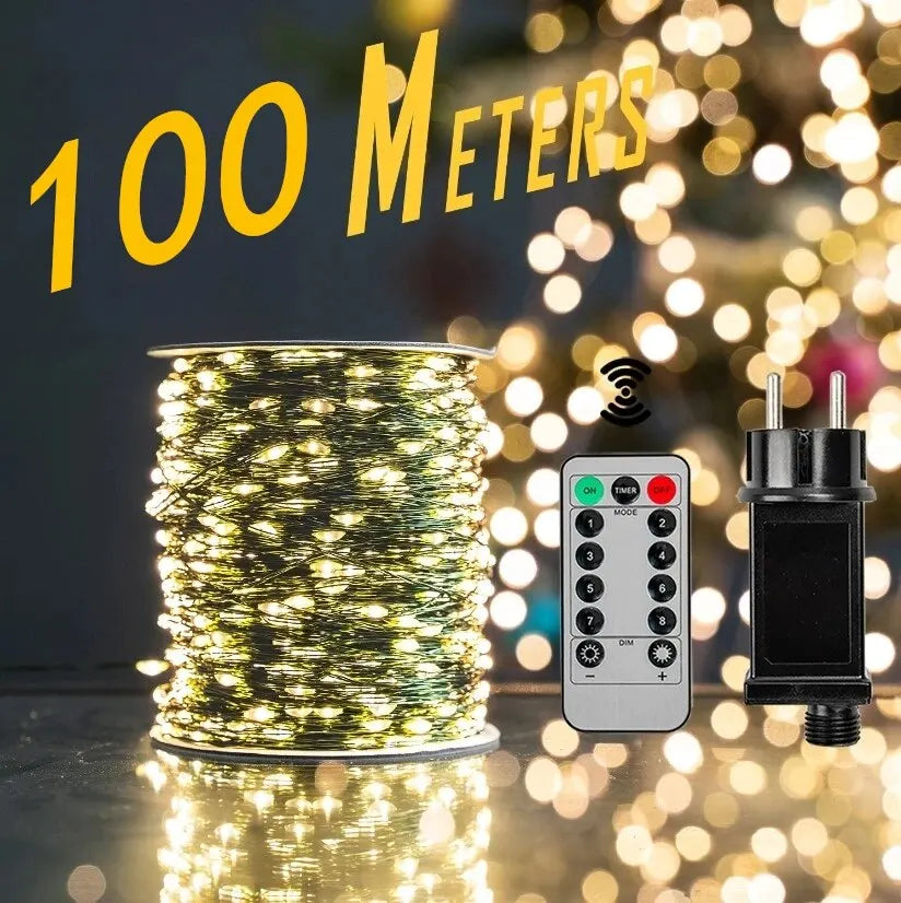 1 Pezzo di Luci a Filo con 500/1000 LED per Esterni con Telecomando